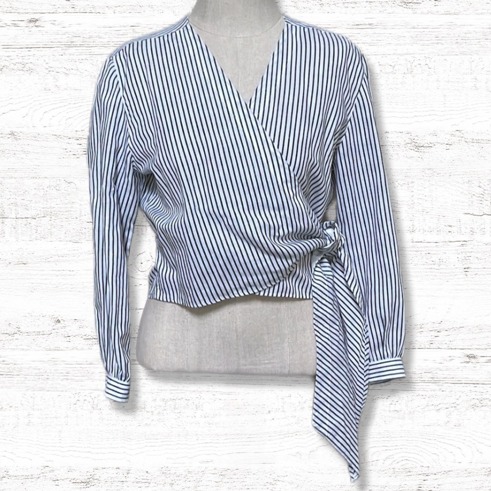 { rag & bone } - Prescot Striped Long-Sleeve Wrap Top